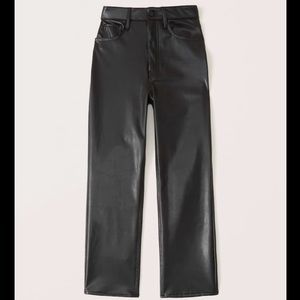 Vegan Leather Ankle Straight Pants 25S Black